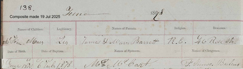 1878-06-07 BAP Mary McKinney child of Mary Barrett + James McKinney [[N554-clip]]