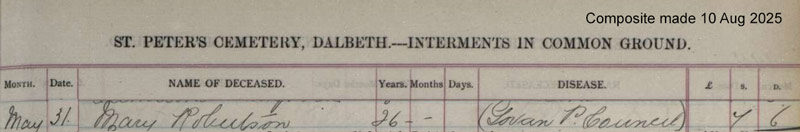 1906-05-31 BUR Mary Robertson or McKinney child of James McKinney + Mary Barrett [[N626-clip]]